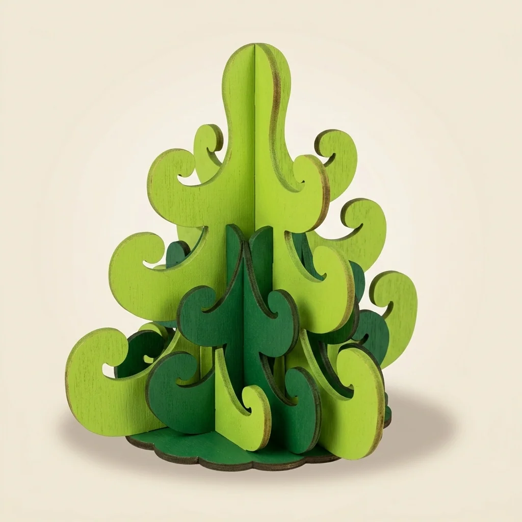 Árbol de Navidad armable con ondas verdes