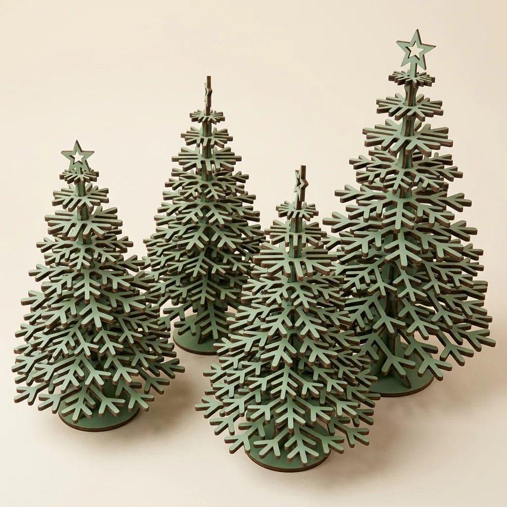 Árboles de Navidad de mesa con estrella (set)