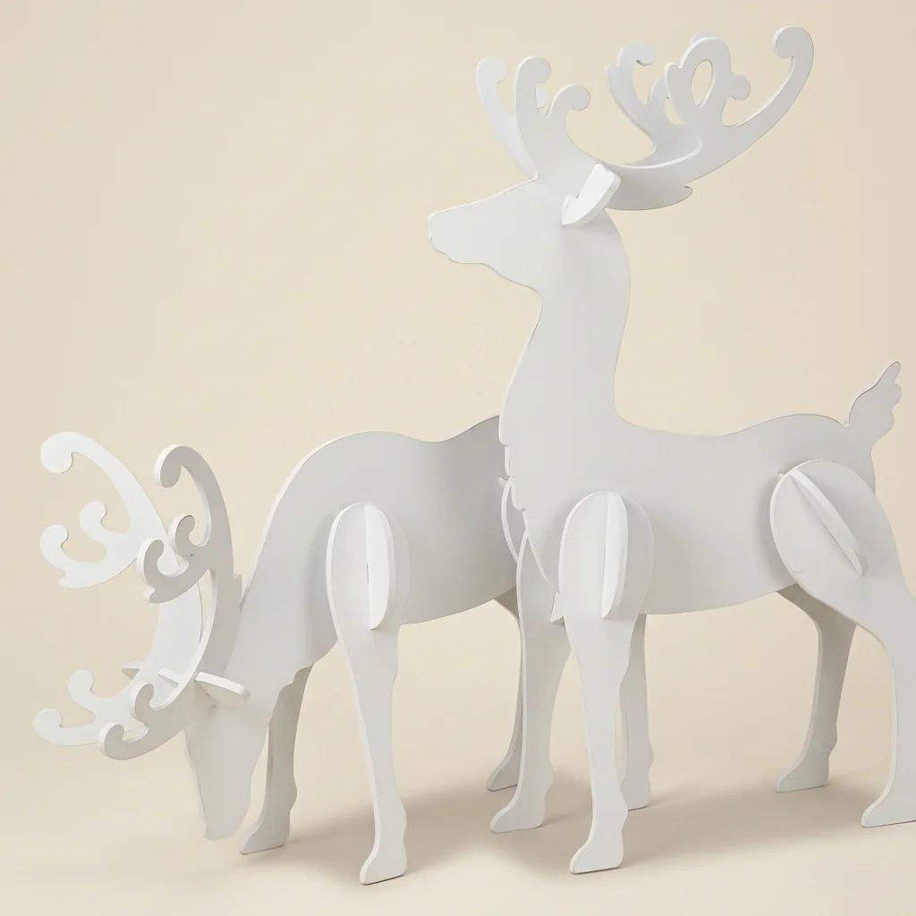 Reno 3D decorativo pastando en blanco