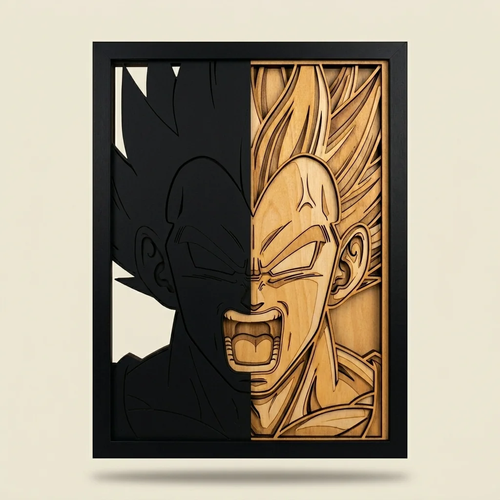 Cuadro Vegeta Dragon Ball multicapa en madera