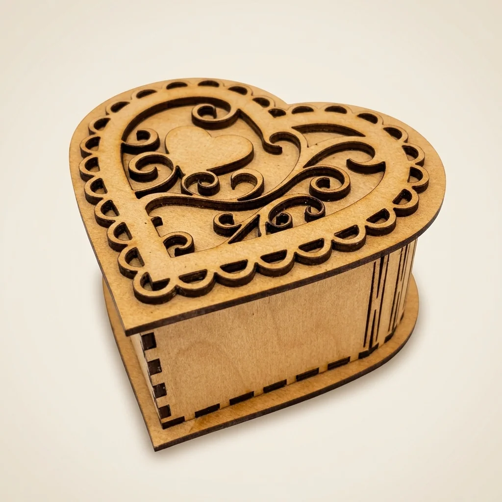 Caja con forma de corazón calado