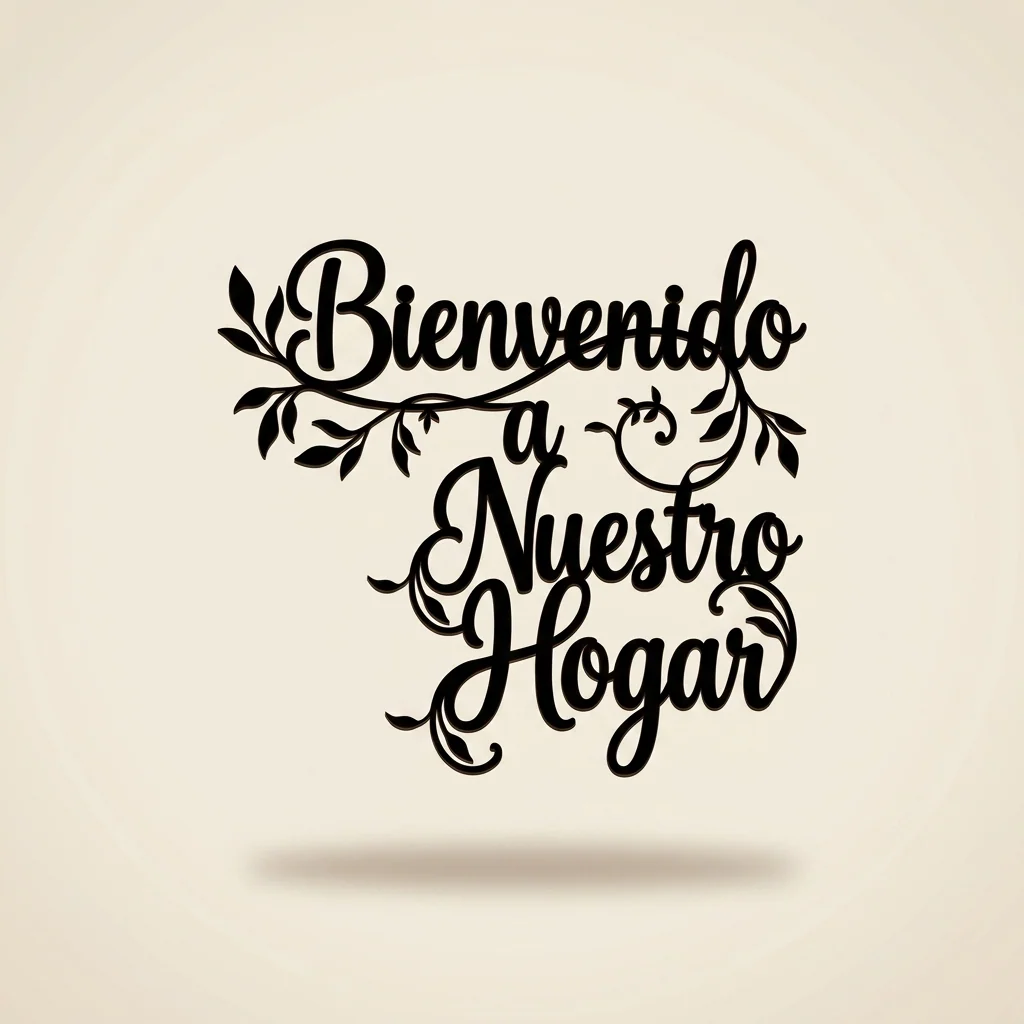 Cuadro Bienvenido a Nuestro Hogar caligrafía con hojas
